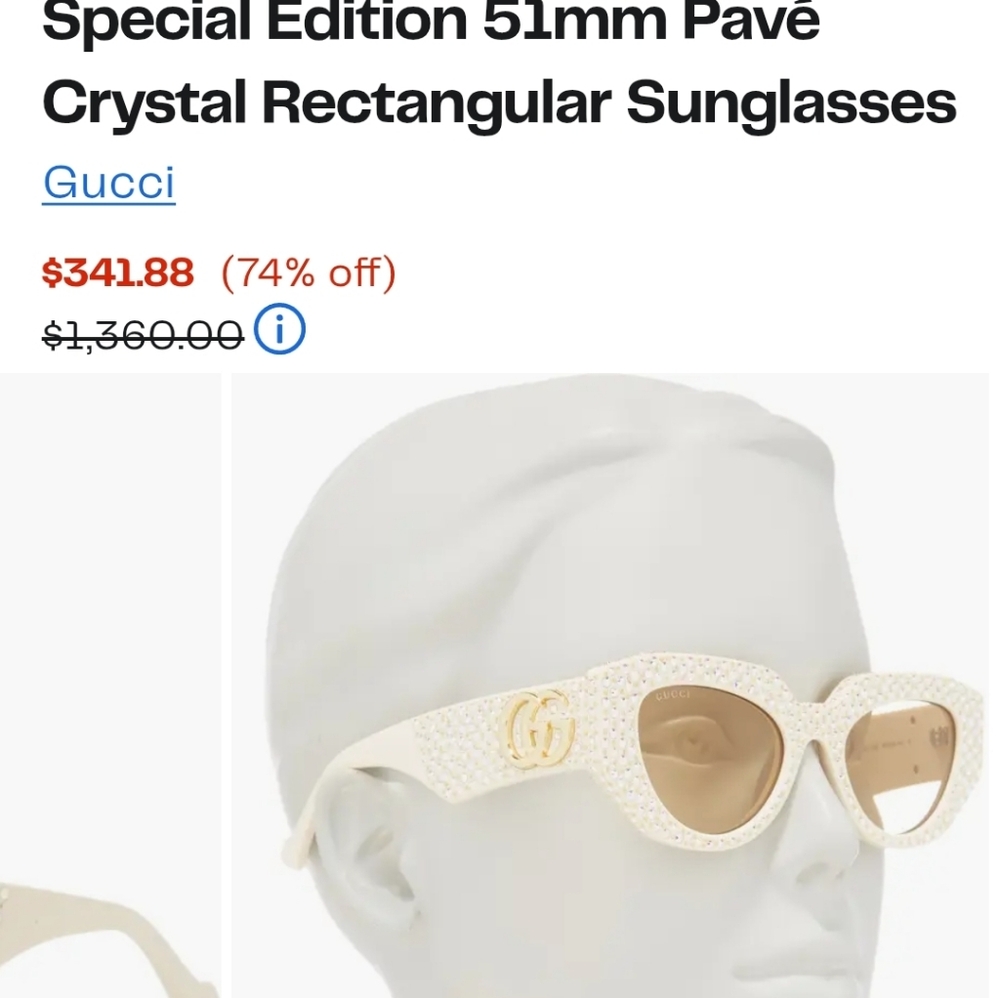 Gucci Women's Sunglasses in Cream with Gold Accents